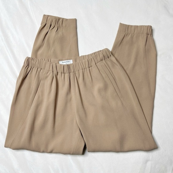 Aritzia Babaton Dexter Pant Starboard Tan Trouser Business Casual Elastic Waist - Picture 3 of 10